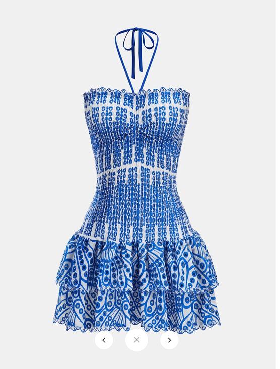 Commense Dresses & Skirts - NWT Commense Halter Smocked Embroidered Layered Mini Dress Sz S